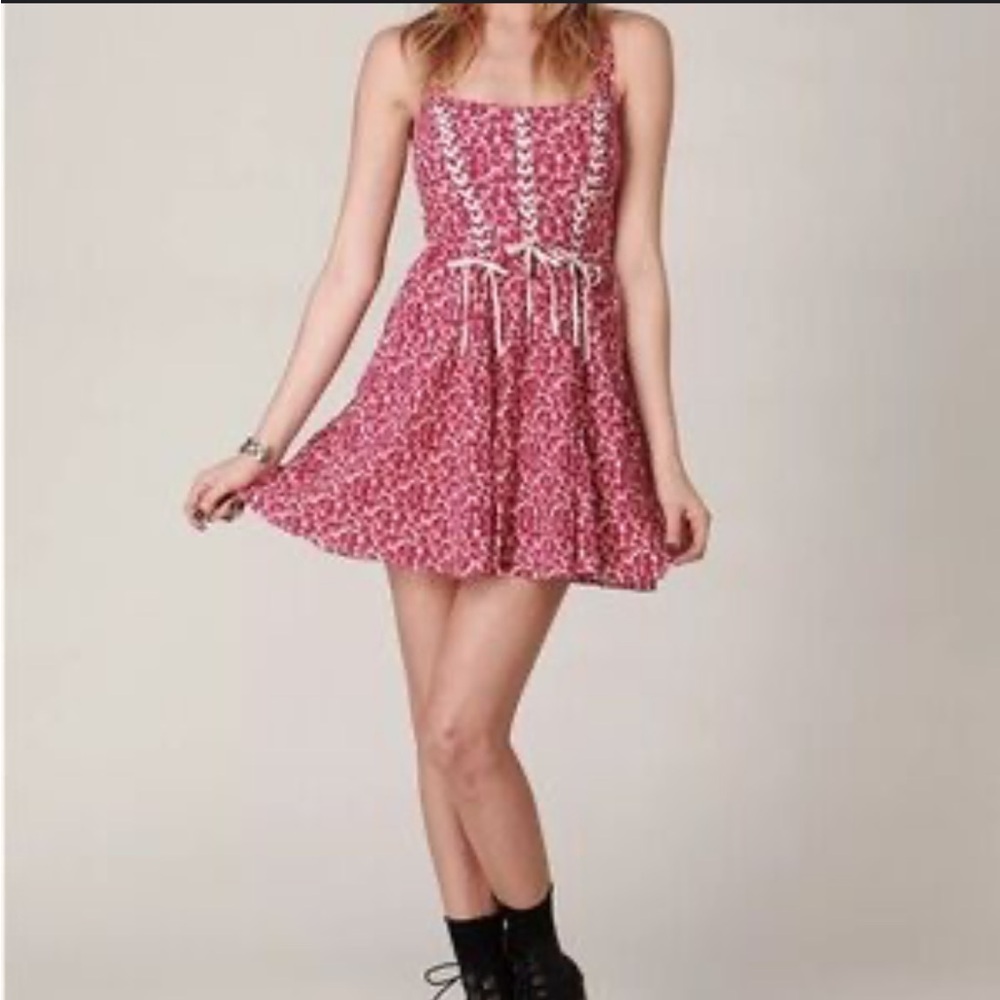 Free People Pink Skater Mini Dress